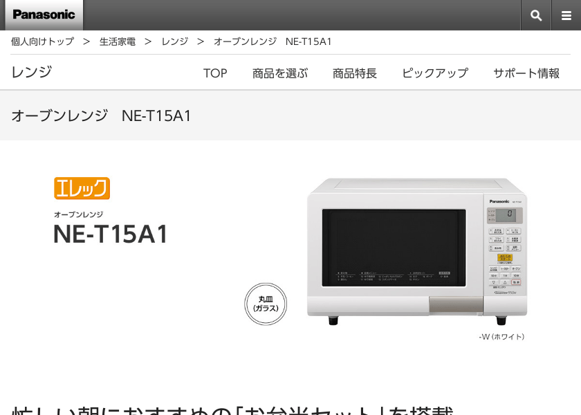 Screenshot of Panasonic NE-T15A1