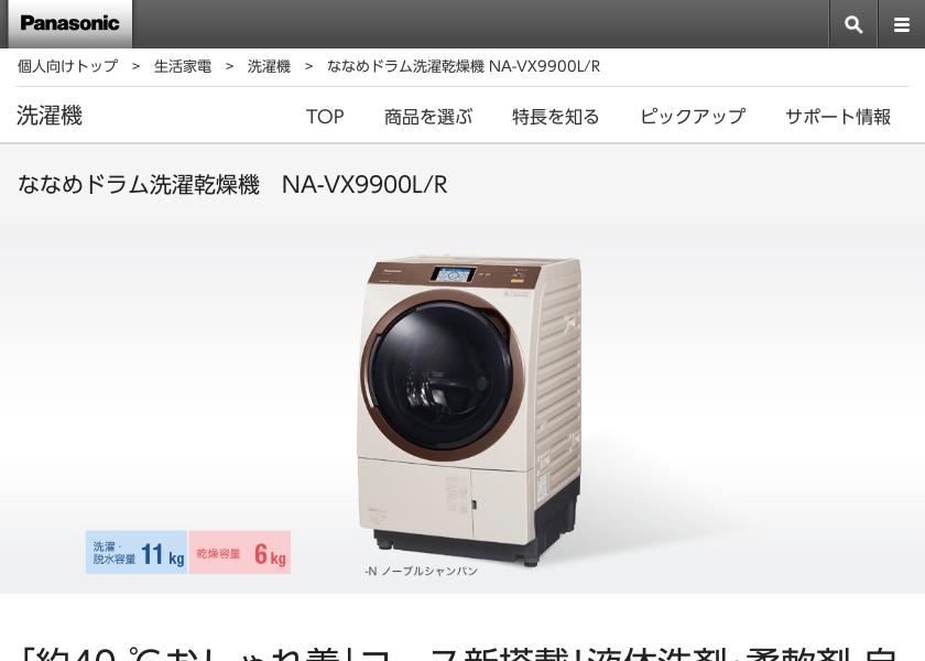 Screenshot of Panasonic NA-VX9900